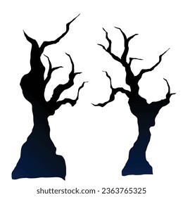 Árboles de halloween vectoriales en fondo blanco.