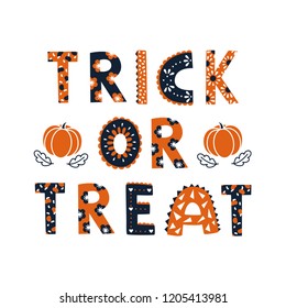Vector Halloween "Trick or treat" lettering print
