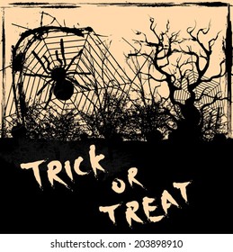 Vector : Halloween trick or treat message on background.