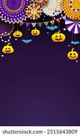 vector of Halloween vertical background with Scary decoration from paper, Editable gradient