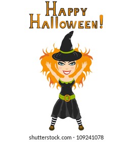 Vector halloween witch. Witch Halloween congratulates