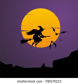 Vector Halloween Witch and Graphics Vector Template