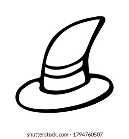 Vector halloween witch hat clipart. Funny, cute illustration for seasonal design, textile, decoration kids playroom or greeting card. Hand drawn prints and doodle.