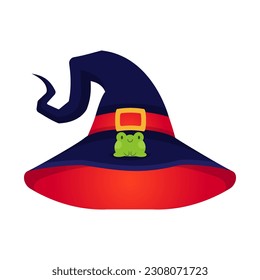 Vector Halloween witch hat with frog