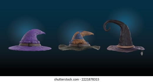 Vector halloween witch hats for design projects