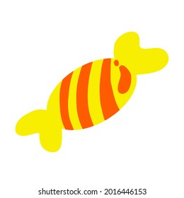 Vector halloween yellow candy clipart. Halloween sweets and icon. Funny, cute illustration for seasonal design, textile, decoration kids playroom or greeting card. Hand drawn prints and doodle.