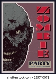 Vector Halloween zombie party banner. Vector illustration. 
