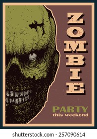 Vector Halloween zombie party banner. Vector illustration. 