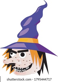 
un vector de la cabeza de una bruja de medio punto