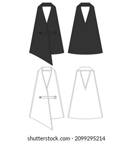 Vector Halter Top Black and White Sleeves Streetwear Fashion Illustration Design Commercial Use