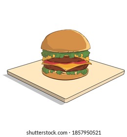 Aislamiento del vector Hamburger Cartoon Cheeseburger 