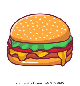 Vektor-Hamburger-Cartoon im einfachen Stil