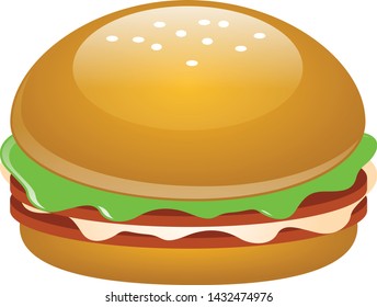Vector hamburger clip art illustration, hamburger isolated on white background