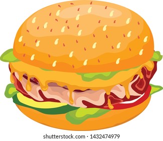 Vector hamburger clip art illustration, hamburger isolated on white background