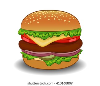 Vector hamburger. Fast food.