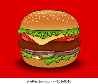 Vector hamburger. Fast food.