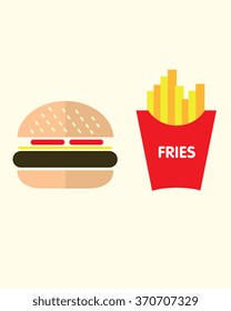 Vector Hamburger and Fries Set