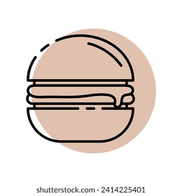 Vector hamburger icon on the background of a beige circle