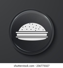 Vector hamburger modern black glass circle icon. Eps10