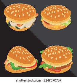 vector hamburger on a white