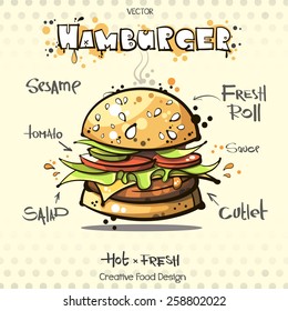 vector. hamburger. sketch art for your design