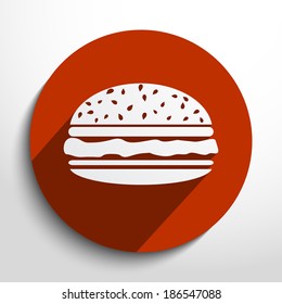 Vector hamburger web flat icon in circle