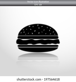 Vector hamburger web flat icon in circle