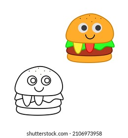 vector of hamburgers. hamburger sketch. coloring book for kids.
