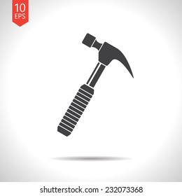 Vector  hammer flat icon with shadow. Eps10