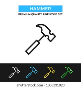 Vector hammer icon. Premium quality graphic design. Modern signs, outline symbols collection, simple thin line icons set for websites, web design, mobile app, infographics
