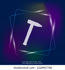 Vector hammer neon light icon. Hammer working tool. Layers grouped for easy editing illustration. For your design.