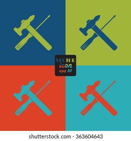 Vector Hammer and Screwdriver Icon
