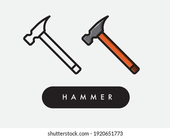 Vector hammer tool icon illustration