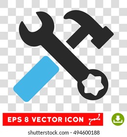 Vector Hammer and Wrench EPS vector pictogram. Illustration style is flat iconic bicolor blue and gray symbol on a transparent background.