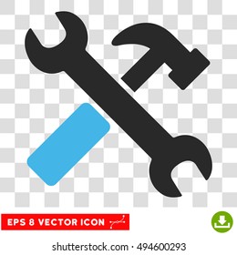 Vector Hammer and Wrench EPS vector pictogram. Illustration style is flat iconic bicolor blue and gray symbol on a transparent background.
