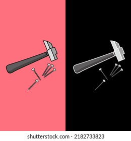 Vector vector hammers and nails with a simple style