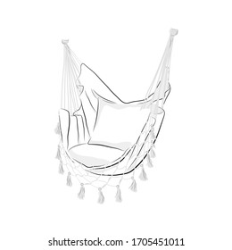 Esbozo de hamaca vectorial. Aislado en ilustración blanca. Muebles dibujados a mano.