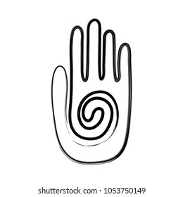 Vector hamsa hand drawn symbol. The ancient symbol of the " Hand of Fatima ". Decorative pattern in oriental style for the interior decoration and drawings with henna. 
