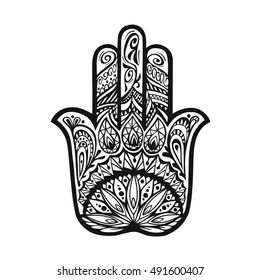 Vector Indian Hand Drawn Hamsa Hand Stock Vector (Royalty Free ...