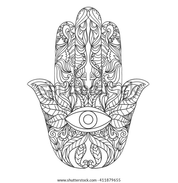 Vector Hamsa Hand Drawn Symbol Eye Stock Vector (Royalty Free ...