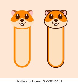 Vector Hamster Bookmark Flat Design Illustration