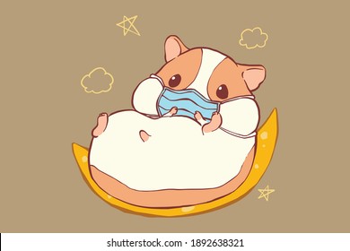 A vector of Hamster wearing a mask with hand drawing style. This vector have a hand drawing style. Can be printed for poster, t-shirt, etc.