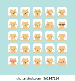 Vector hamsters emoticons. Can be used in web design, printed on fabric/paper, as a background, or as an element in a composition