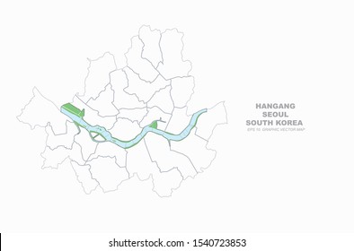 vector of han river map in seoul.
han gang park map.