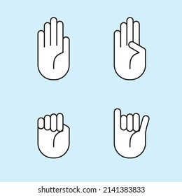 Vector Hand 4 types that convey different messages