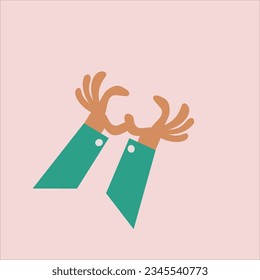 vector de mano a punto de agarrar color verde sobre fondo rosado