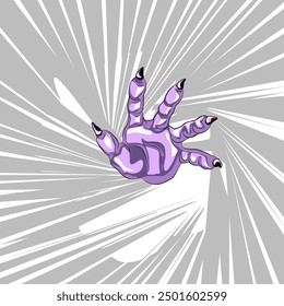 Vector hand anime alien, background motion effect.