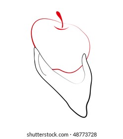 vector hand with apple.