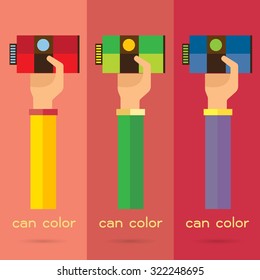 vector hand arm illustration paint can color background icon