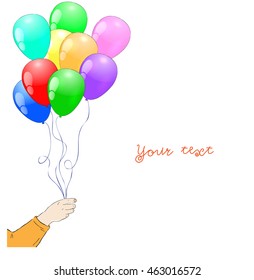 Vector hand with baloons